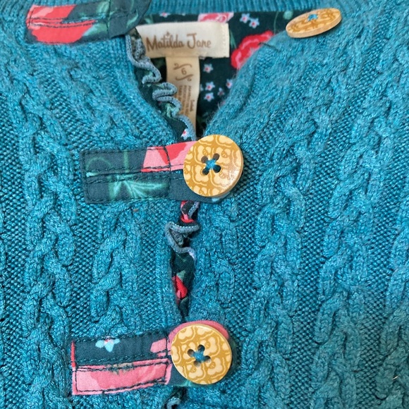 Matilda Jane Girls Size 6 Teal, with Sleeve Detail and Lace and Flowers - Picture 3 of 8